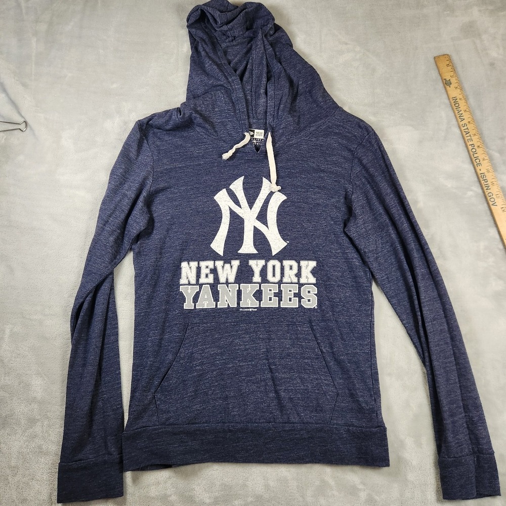 New York Yankees Raglan Hoodie Womens M New Era Blue Retro Baseball Streetwear